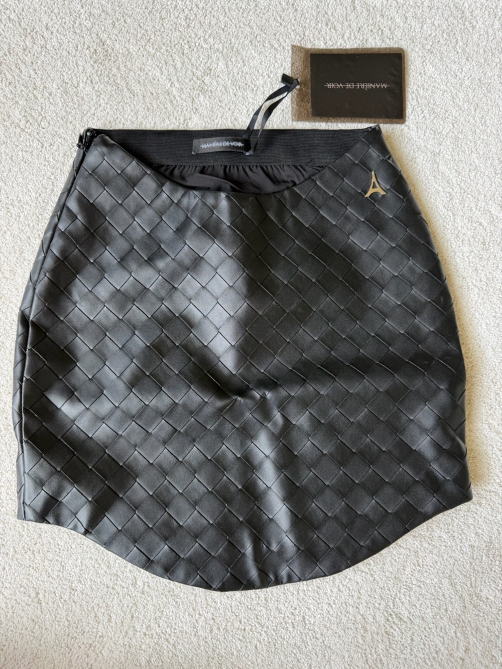 Maniere De Voir Black Woven Mini Skirt